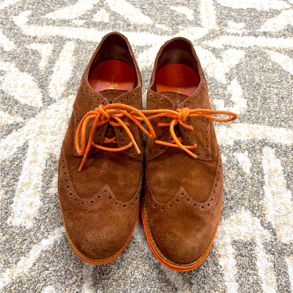 Brown suede leather brogue oxfords #oxfordshoes
#orange
#pumpkin spice